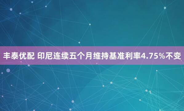 丰泰优配 印尼连续五个月维持基准利率4.75%不变